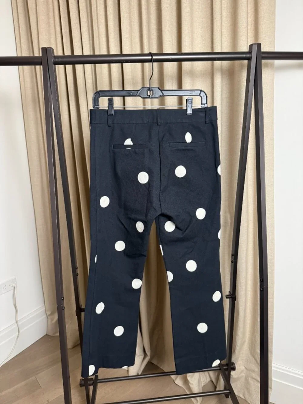 Derek Lam 10 Crosby | Size 8 | Cropped Flare Pants in Black and Ivory Polka Dot - Picture 2 of 15